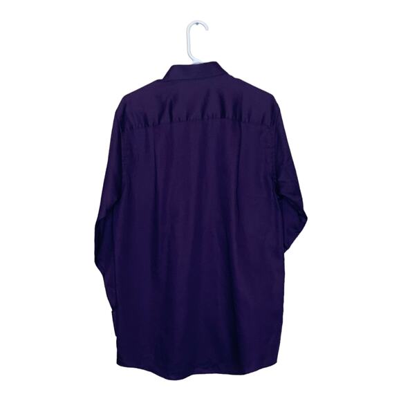 Geoffrey Beene men purple button wrinkle free satin dress shirt size 15.5 - Picture 7 of 7